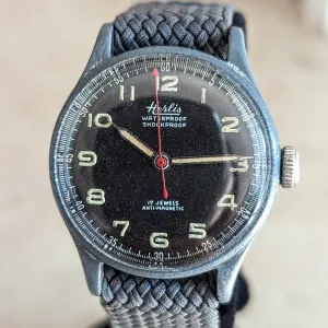 HERLIS Waterproof Military Wristwatch 17 Jewels Anti-Magnetic Swiss Made Watch