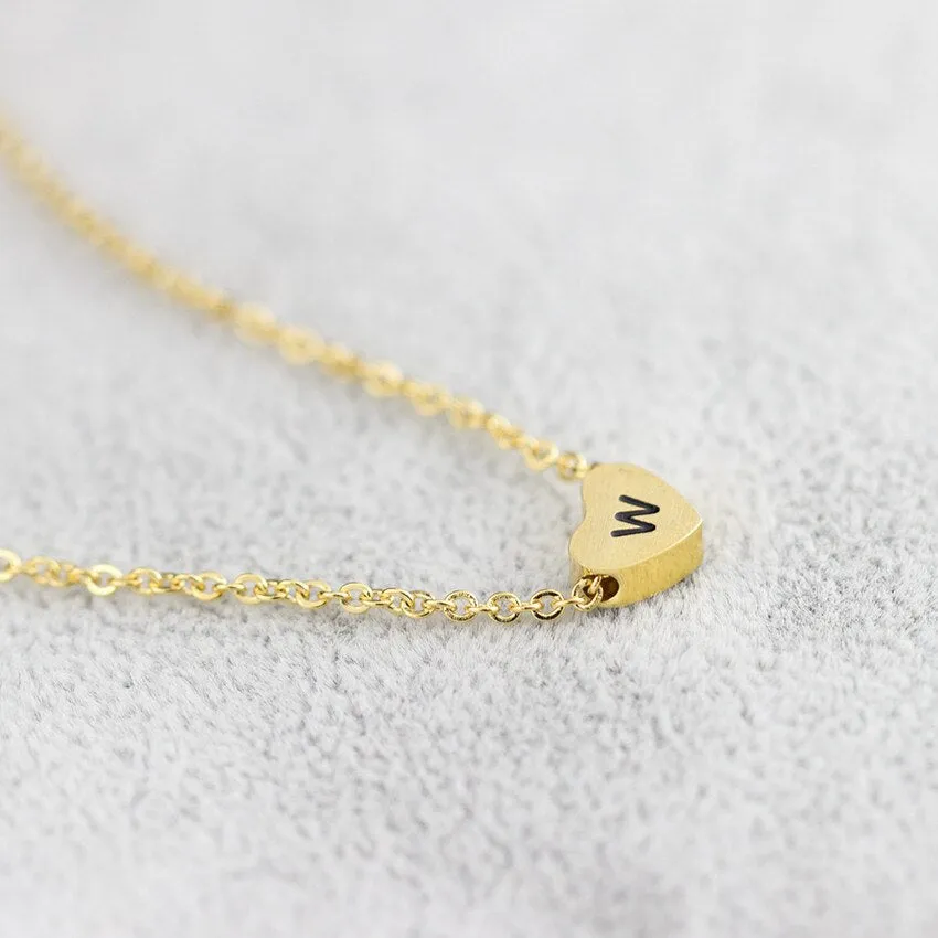 Initial Heart Charm Necklace