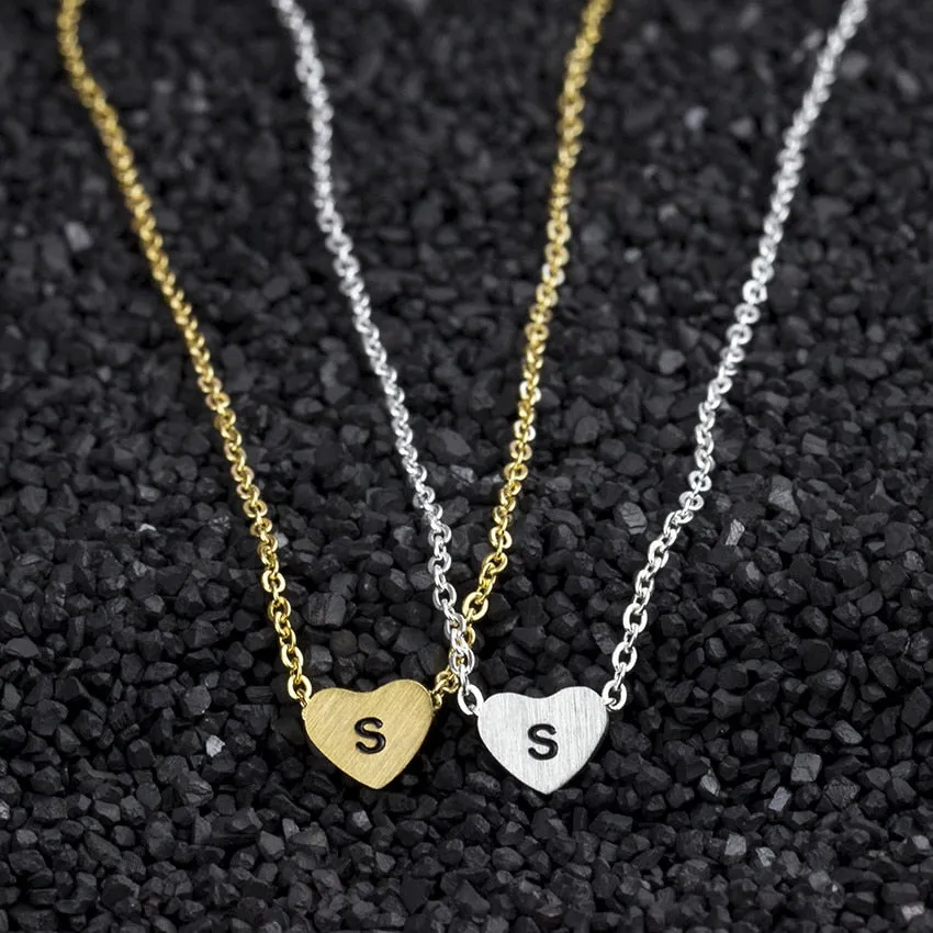Initial Heart Charm Necklace