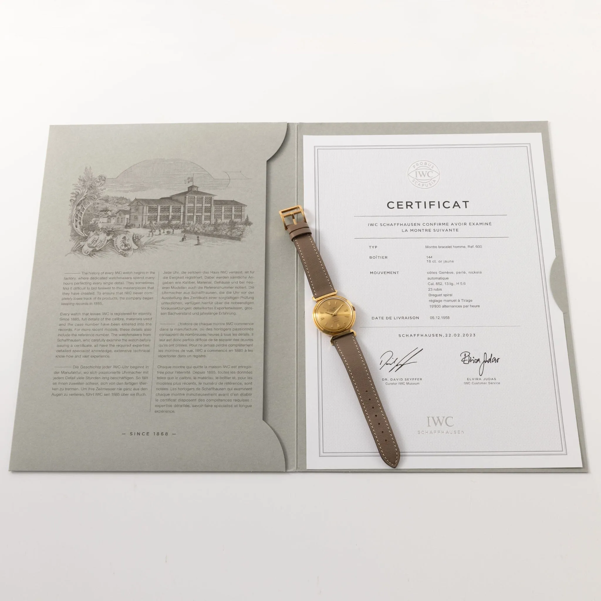 IWC Yellow Gold Dress Watch Double Signed Türler ref 600