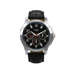 Jacobus - The M Milano Expressions Black Vegan Crocodile Band Watch features a sleek silver case and a black/silver dial