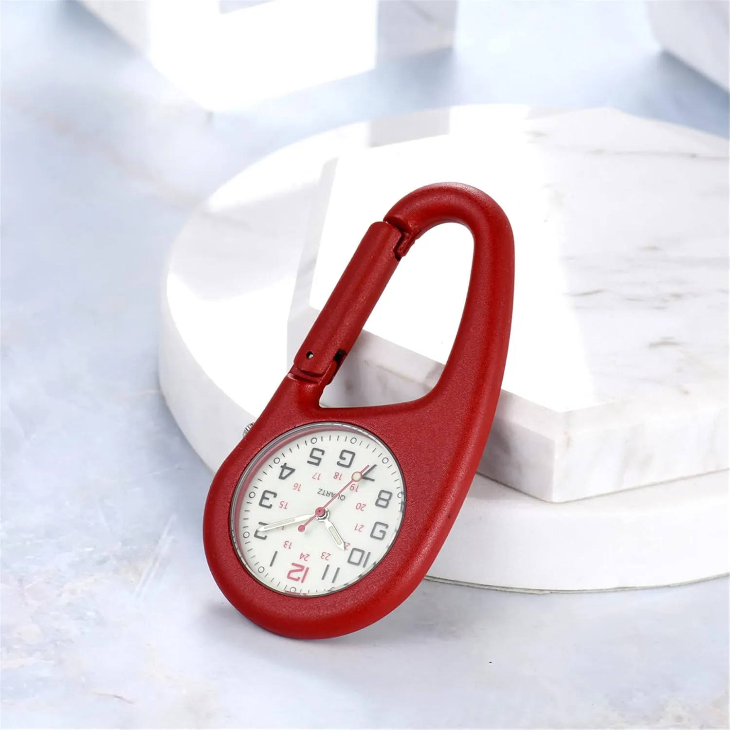 JewelryWe Men Women Clip-on Watches Quartz Luminous Face Backpack Watch for Outdoor Climbing Buckle Belt FOB Carabiner Watch