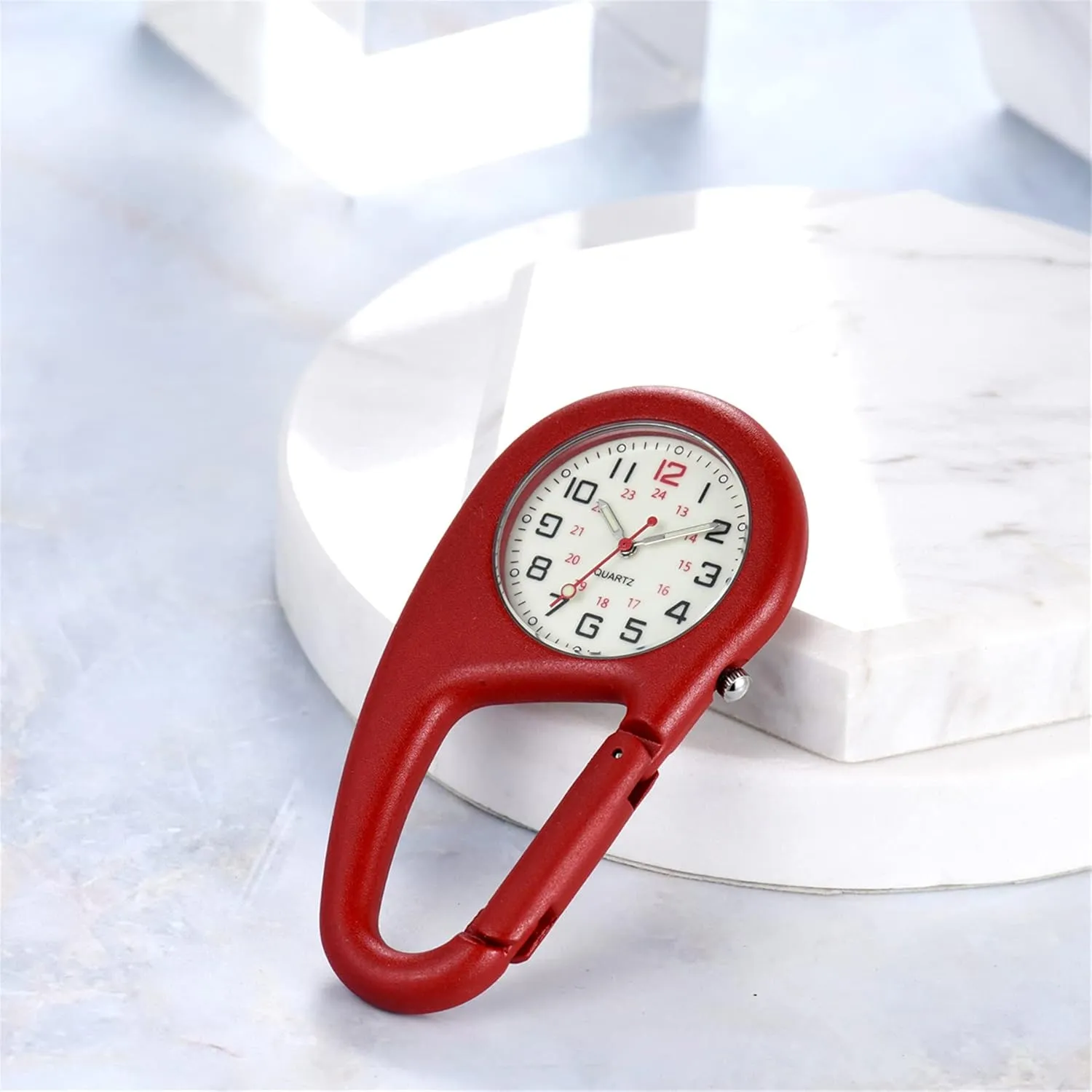 JewelryWe Men Women Clip-on Watches Quartz Luminous Face Backpack Watch for Outdoor Climbing Buckle Belt FOB Carabiner Watch