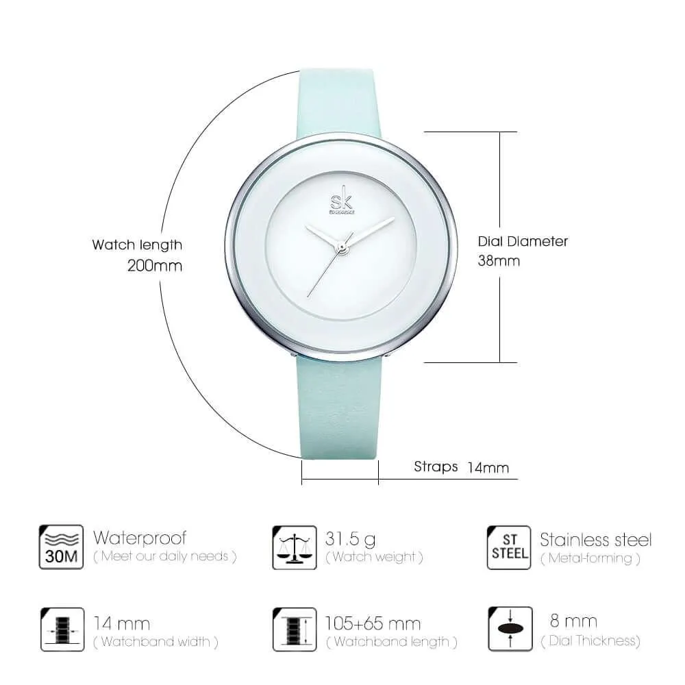 Leather Strap Buckle Women's Watch 38 MM