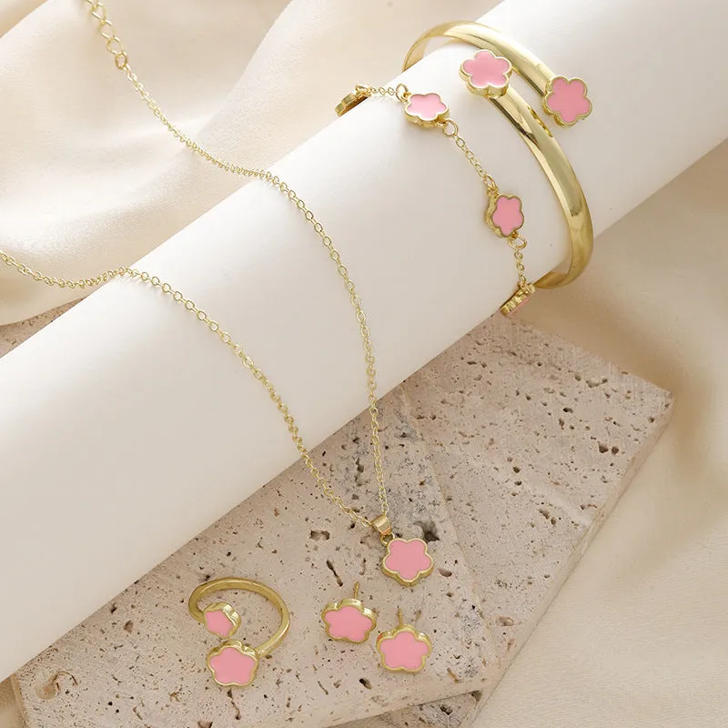 Lucky Flower Jewelry Set – 5-Piece Elegance