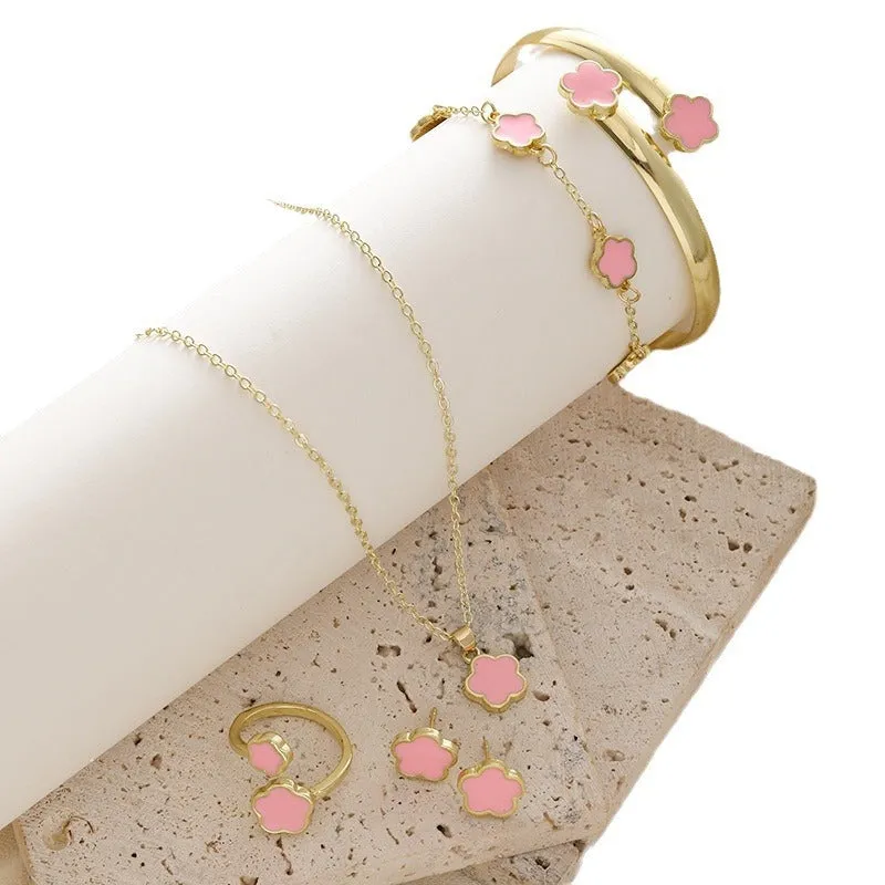 Lucky Flower Jewelry Set – 5-Piece Elegance