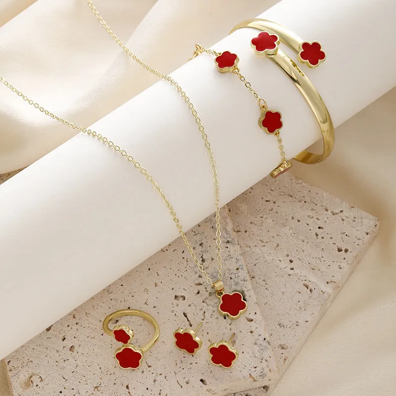 Lucky Flower Jewelry Set – 5-Piece Elegance