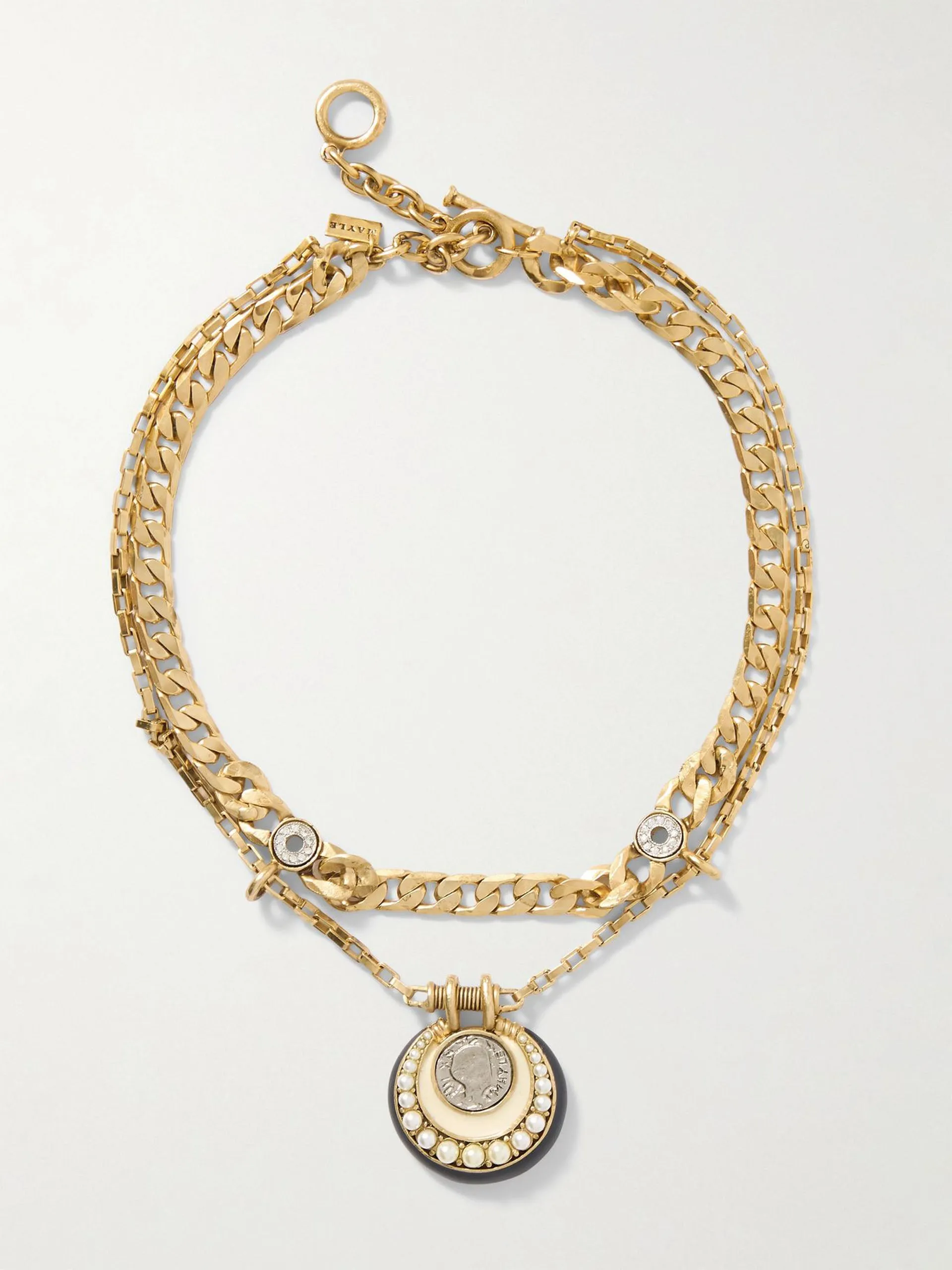 Luna faux pearl, crystal and gold-plated necklace