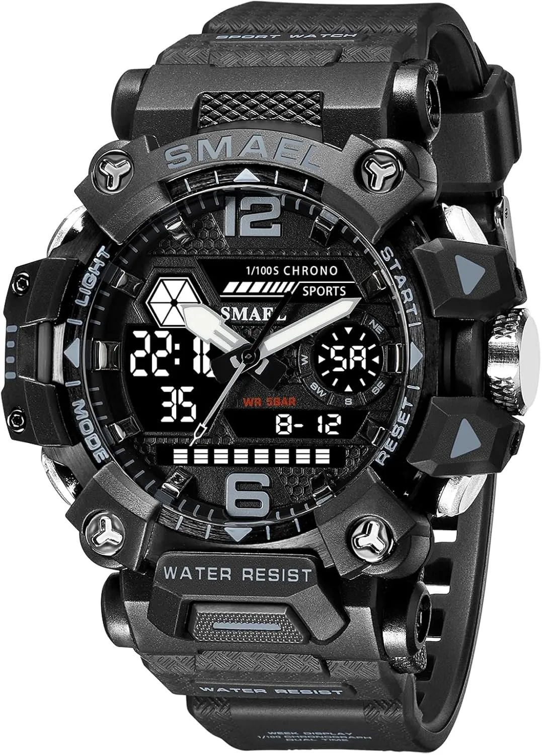 Men's Watches Outdoor Sport Military Watch Waterproof Analog-Digital Multi Function Electronic LED Alarm Stopwatch Quartz Wristwatches
