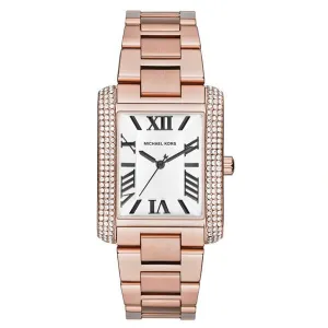 Michael Kors Emery Rose Gold Stainless Steel White Dial Quartz Watch for Ladies - MK-3255