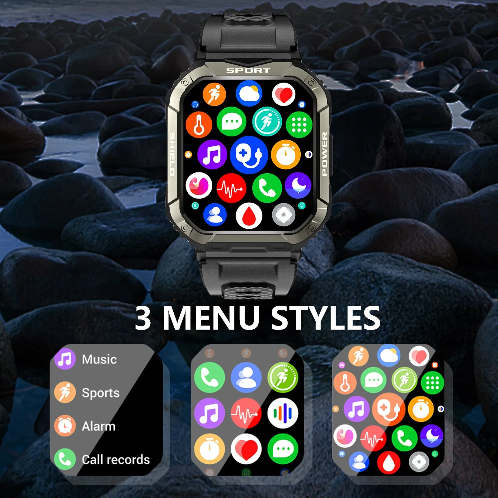 Military Smart Watch for Men (Answer/Dial Calls), 1.83" Touch Screen Tactical Smartwatch for Android Phones iPhone, Tough Rugged Outdoor Sports Fitness Tracker with Heart Rate/SpO2/Sleep