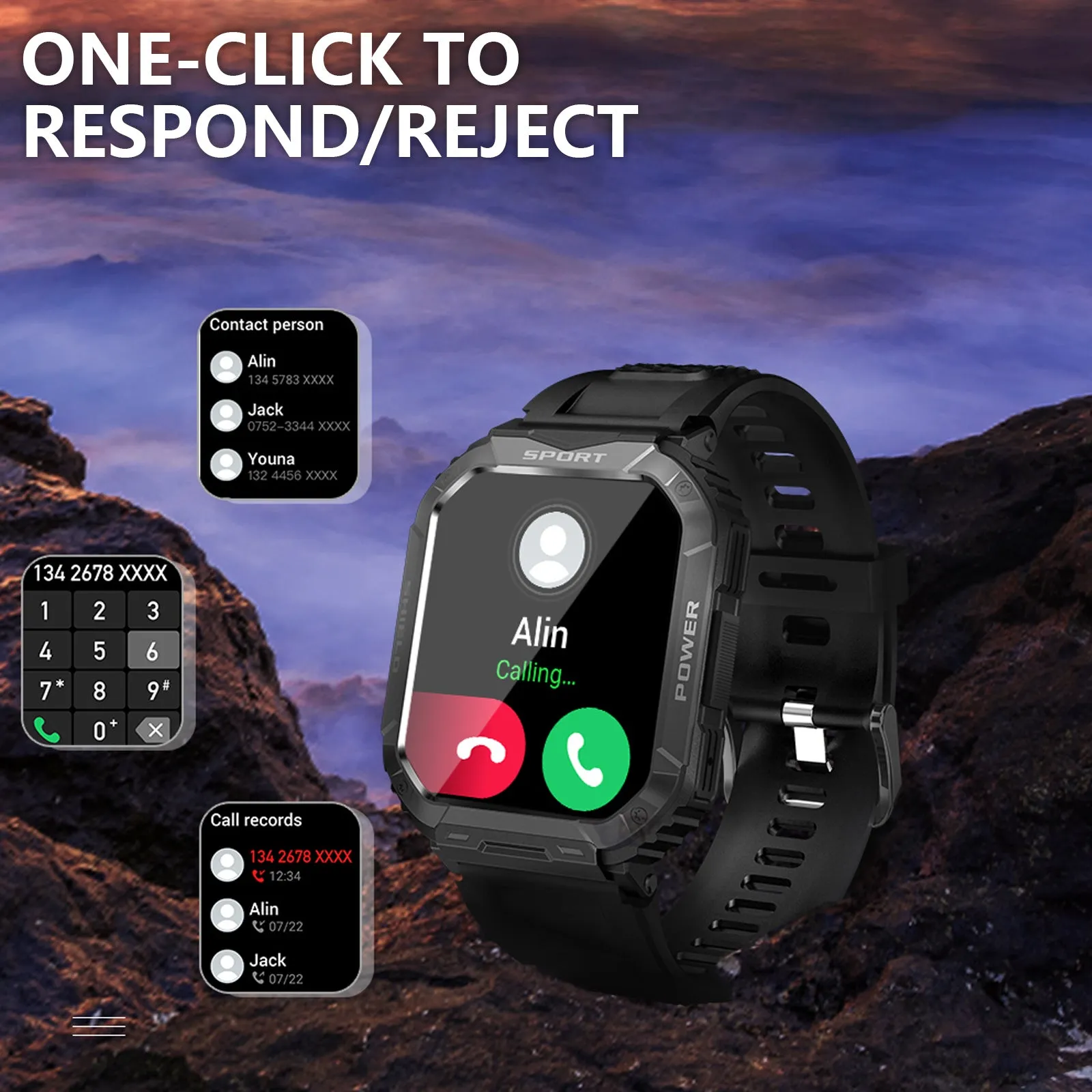 Military Smart Watch for Men (Answer/Dial Calls), 1.83" Touch Screen Tactical Smartwatch for Android Phones iPhone, Tough Rugged Outdoor Sports Fitness Tracker with Heart Rate/SpO2/Sleep