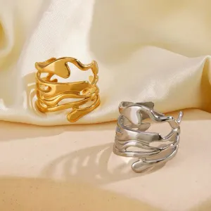 Minimalist Irregular Melted Metal Opening Ring