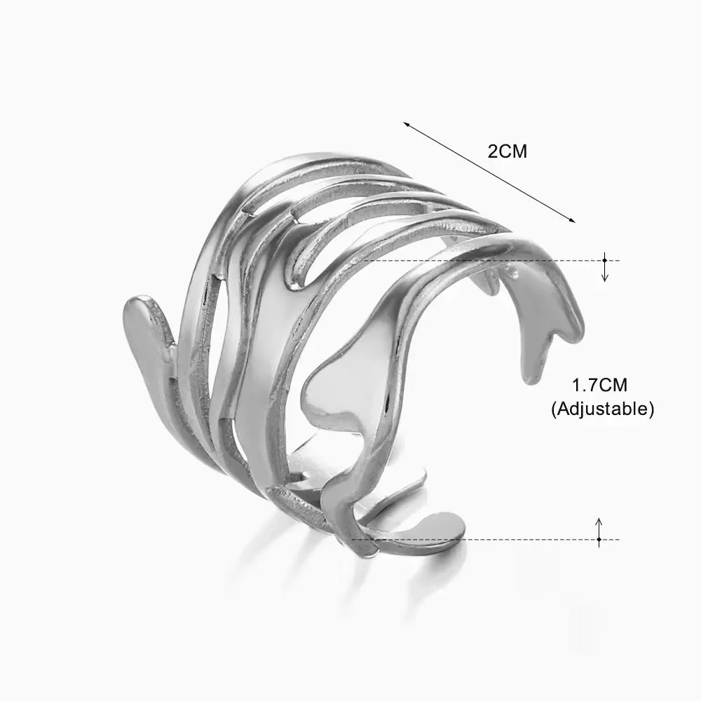 Minimalist Irregular Melted Metal Opening Ring