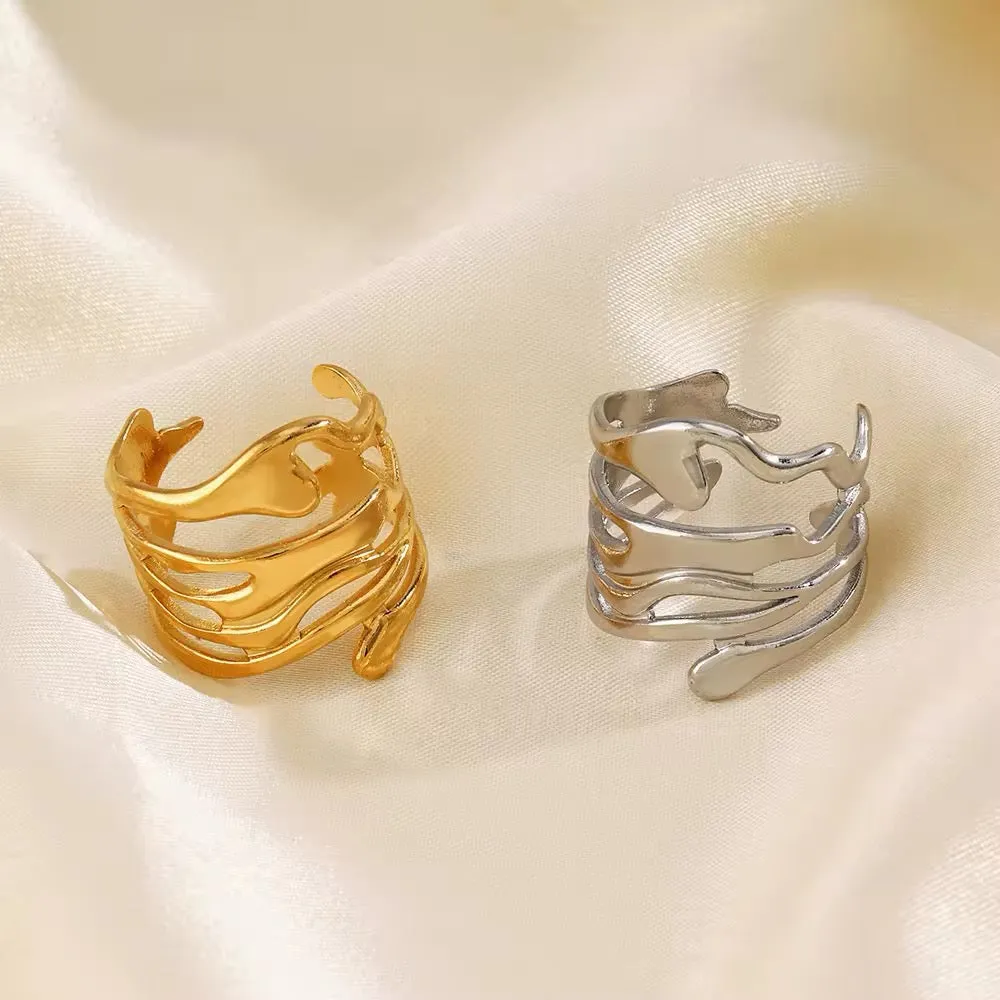 Minimalist Irregular Melted Metal Opening Ring