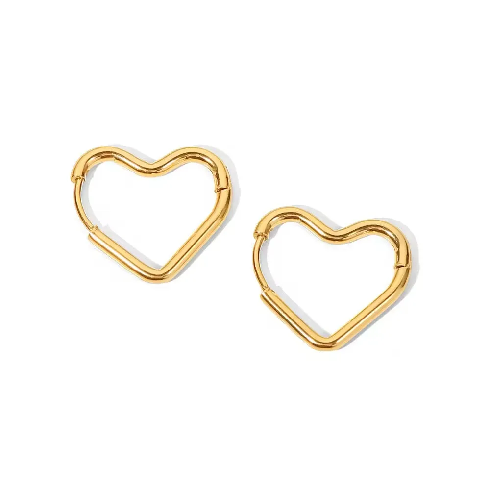 Minimalist Romantic Heart Circle Piercing Earrings