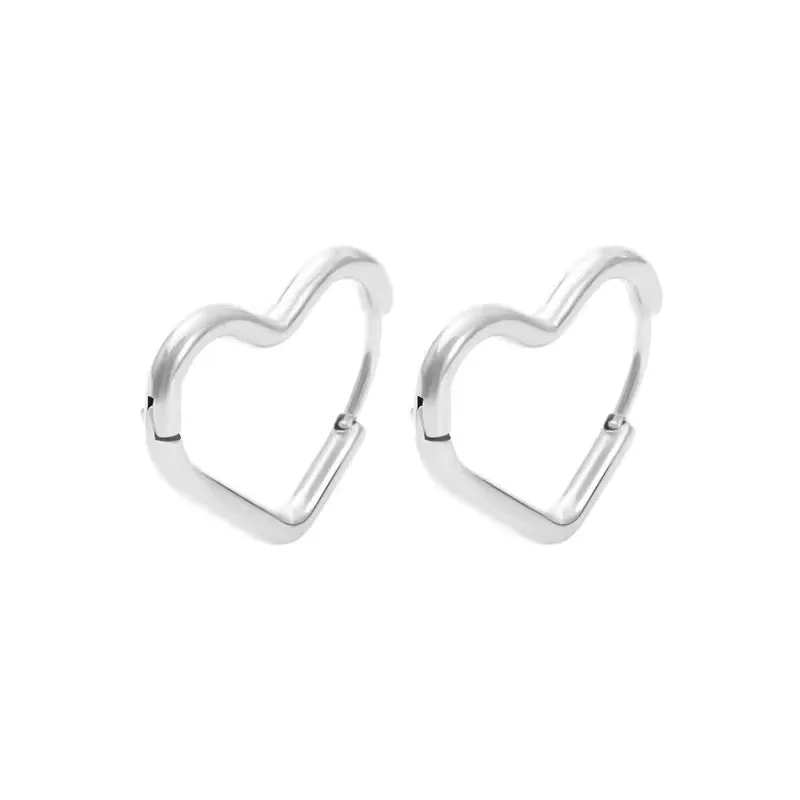 Minimalist Romantic Heart Circle Piercing Earrings