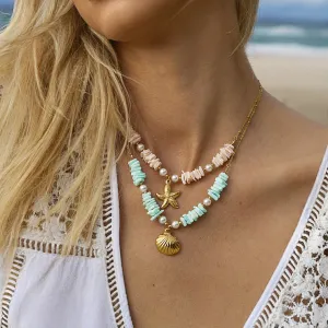 Mint Green Shell Pendant Necklace