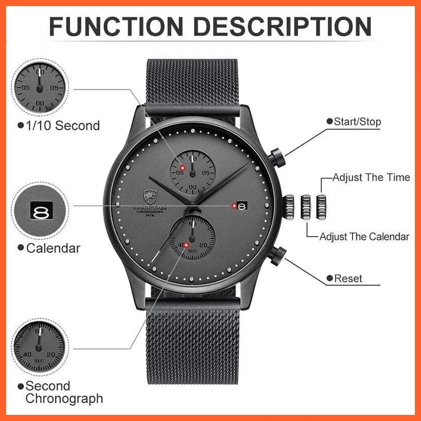 New Men Watches Brand Chronograph Quartz Watch | Mens Stainless Steel Waterproof Business Sports Watches