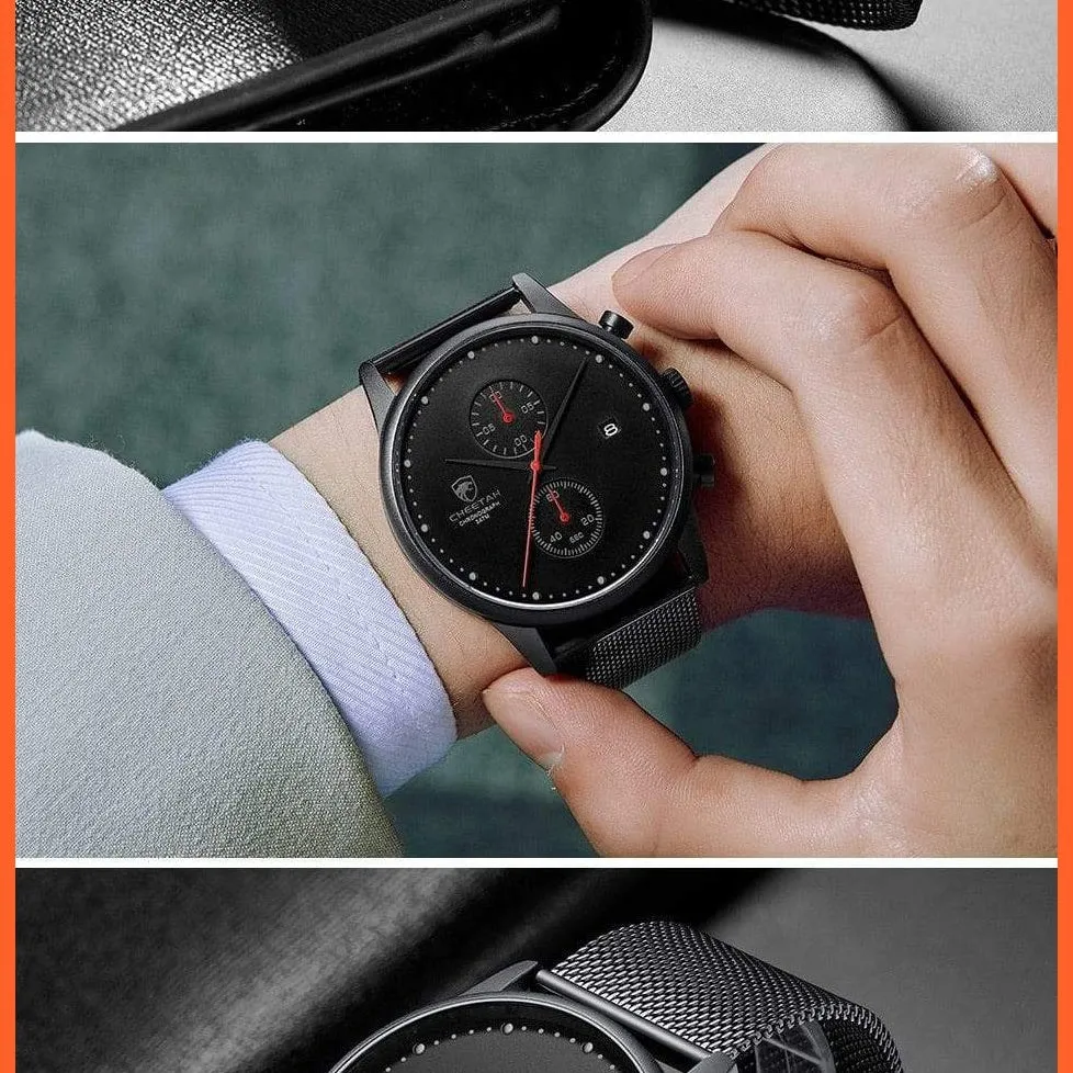 New Men Watches Brand Chronograph Quartz Watch | Mens Stainless Steel Waterproof Business Sports Watches