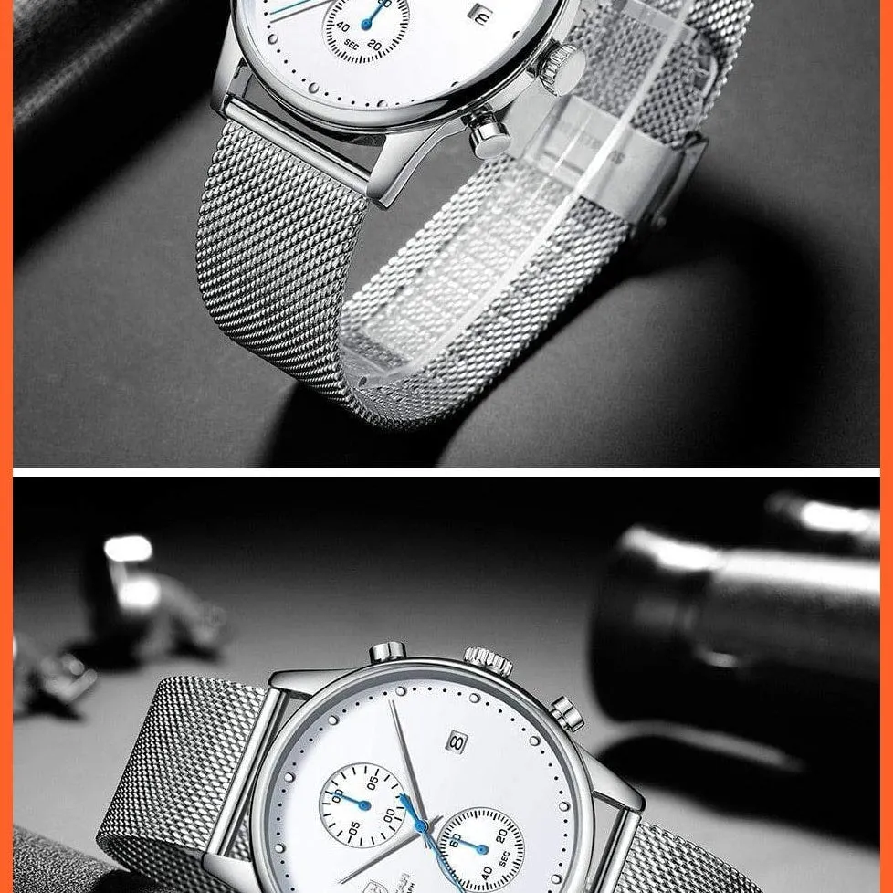 New Men Watches Brand Chronograph Quartz Watch | Mens Stainless Steel Waterproof Business Sports Watches