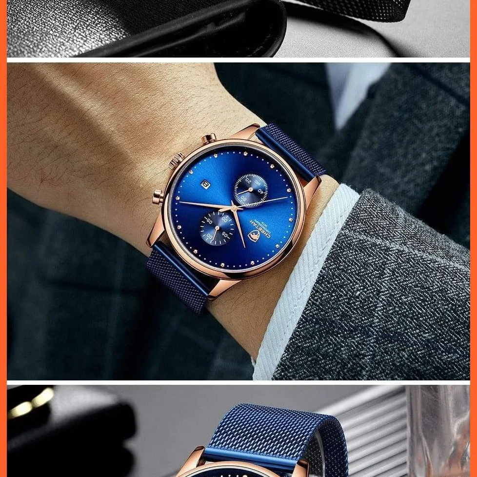 New Men Watches Brand Chronograph Quartz Watch | Mens Stainless Steel Waterproof Business Sports Watches