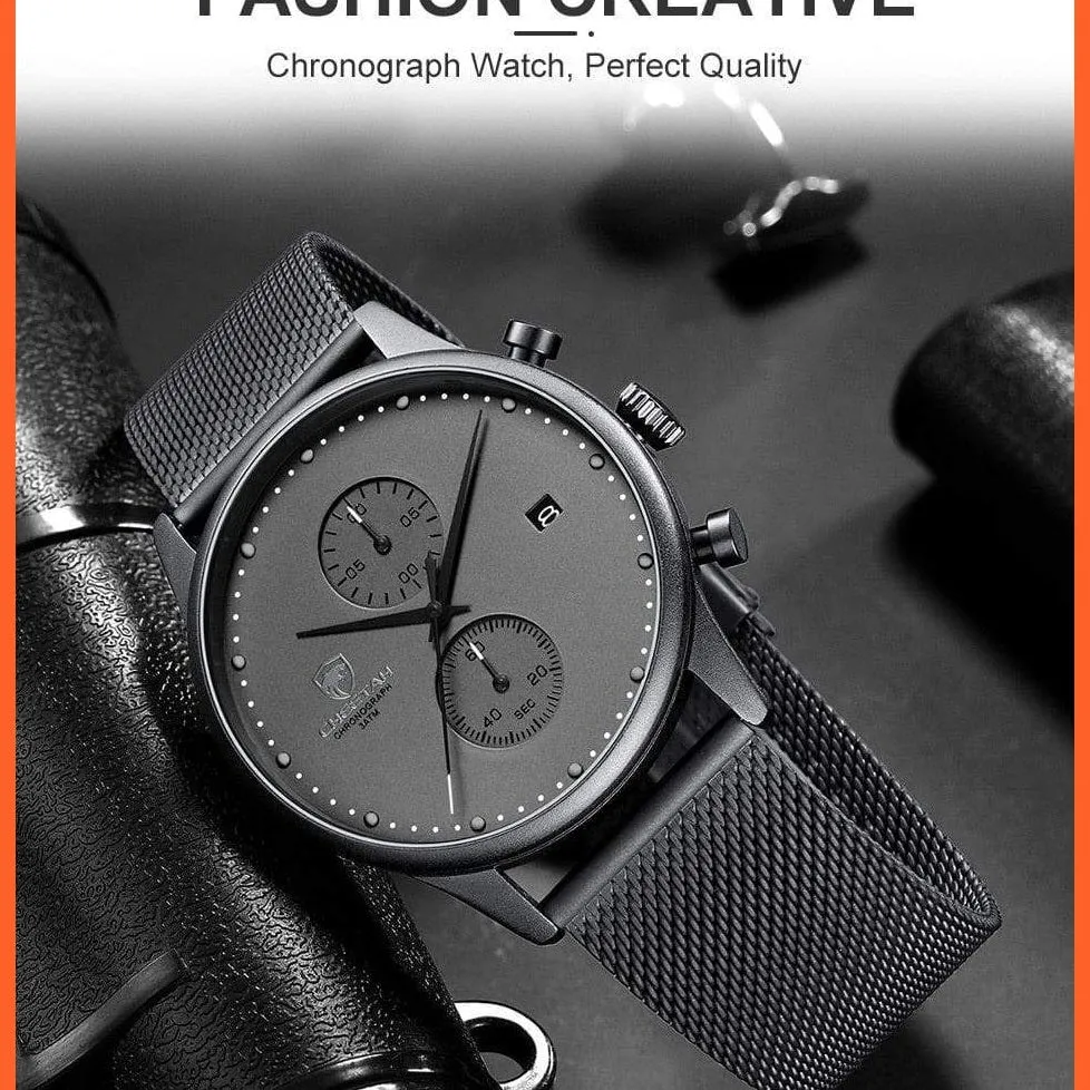 New Men Watches Brand Chronograph Quartz Watch | Mens Stainless Steel Waterproof Business Sports Watches