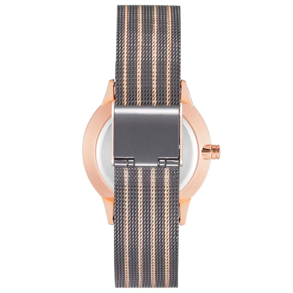 Nine West Quartz Rose Gold Classic Stripes
