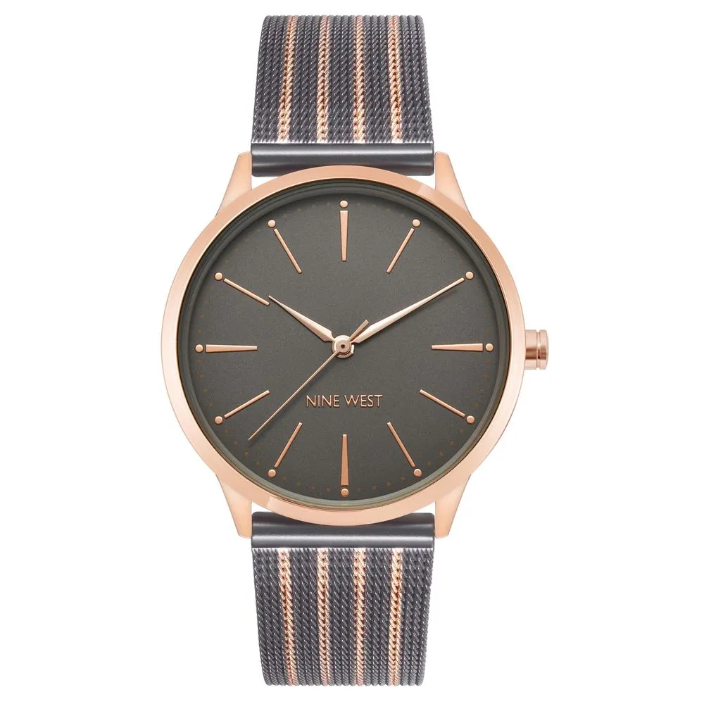 Nine West Quartz Rose Gold Classic Stripes