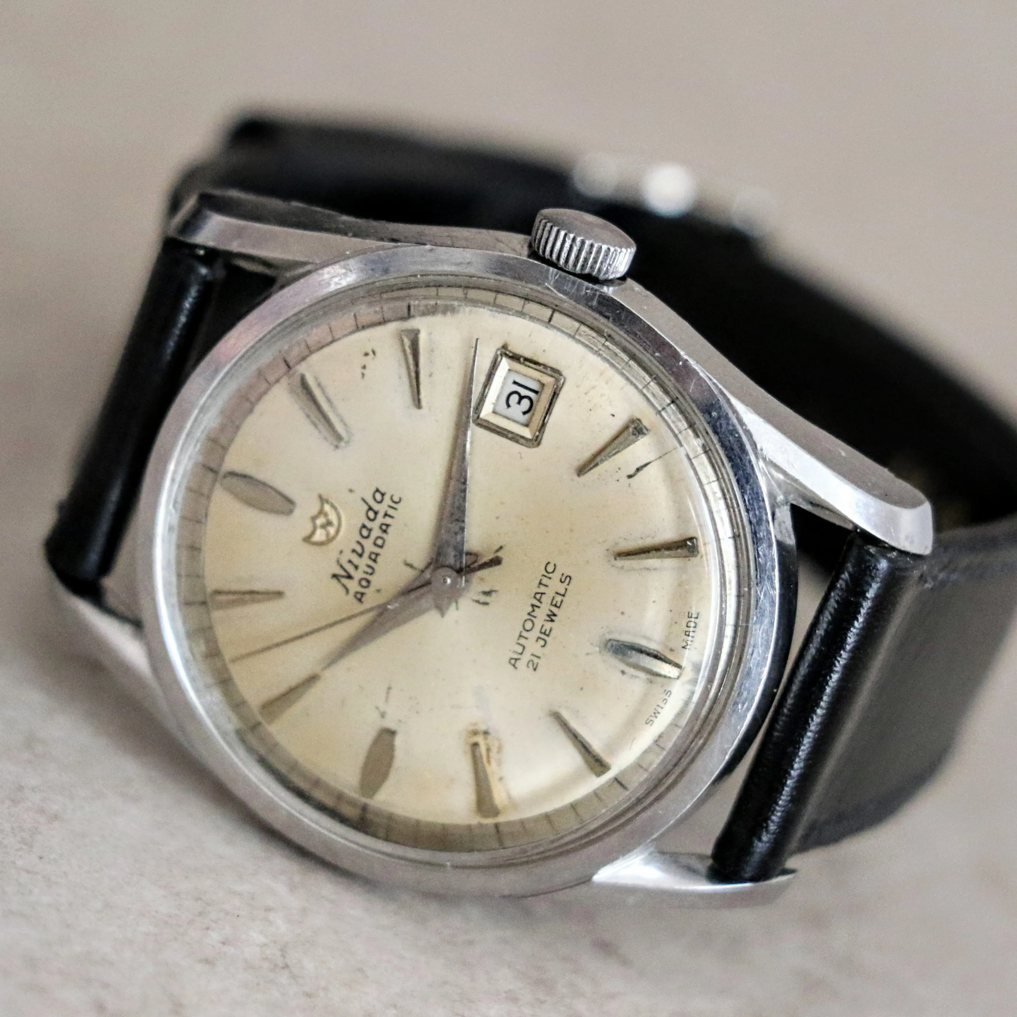 NIVADA Aquadatic Automatic Watch 21 Jewels Cal. ETA 2452 Swiss Made Wristwatch