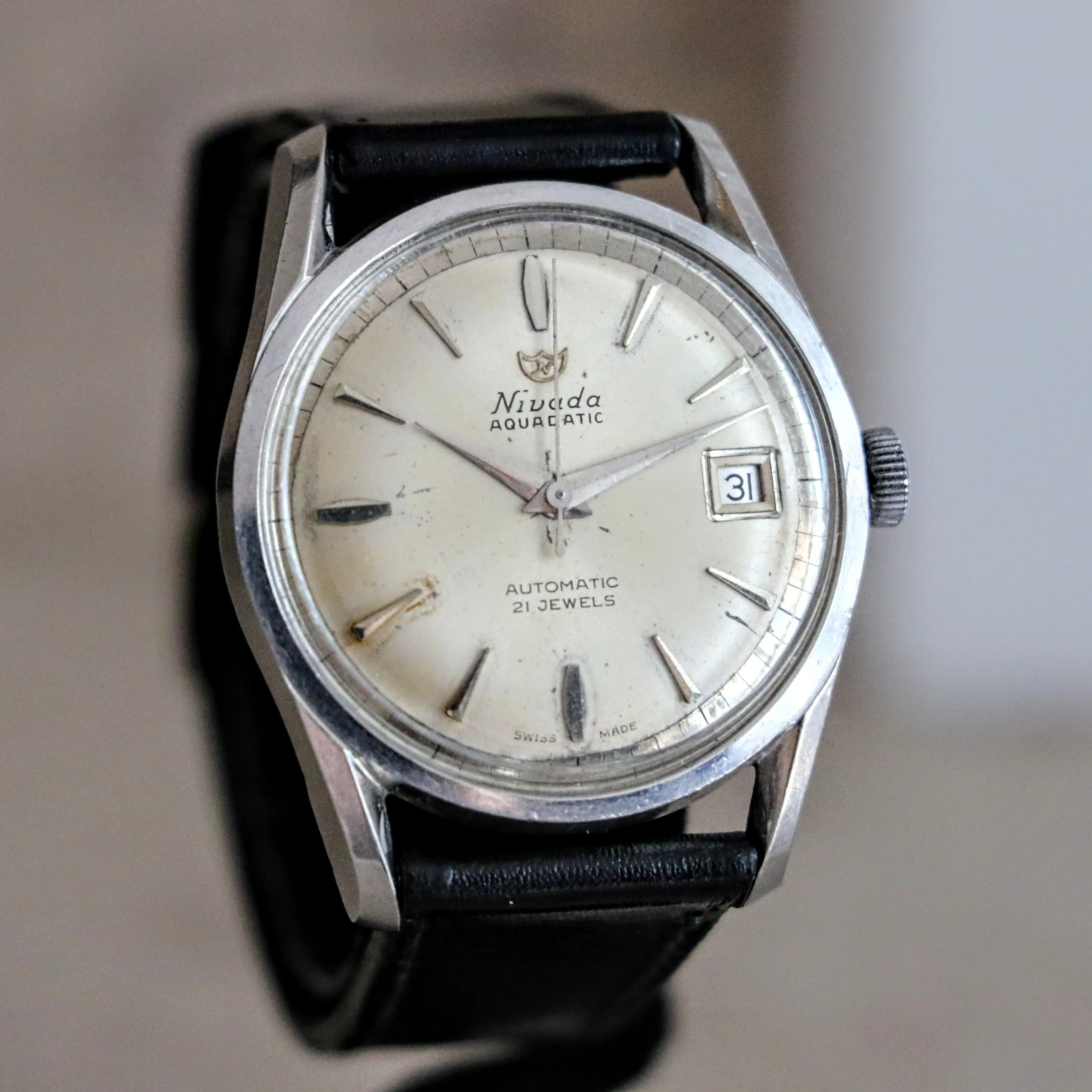 NIVADA Aquadatic Automatic Watch 21 Jewels Cal. ETA 2452 Swiss Made Wristwatch