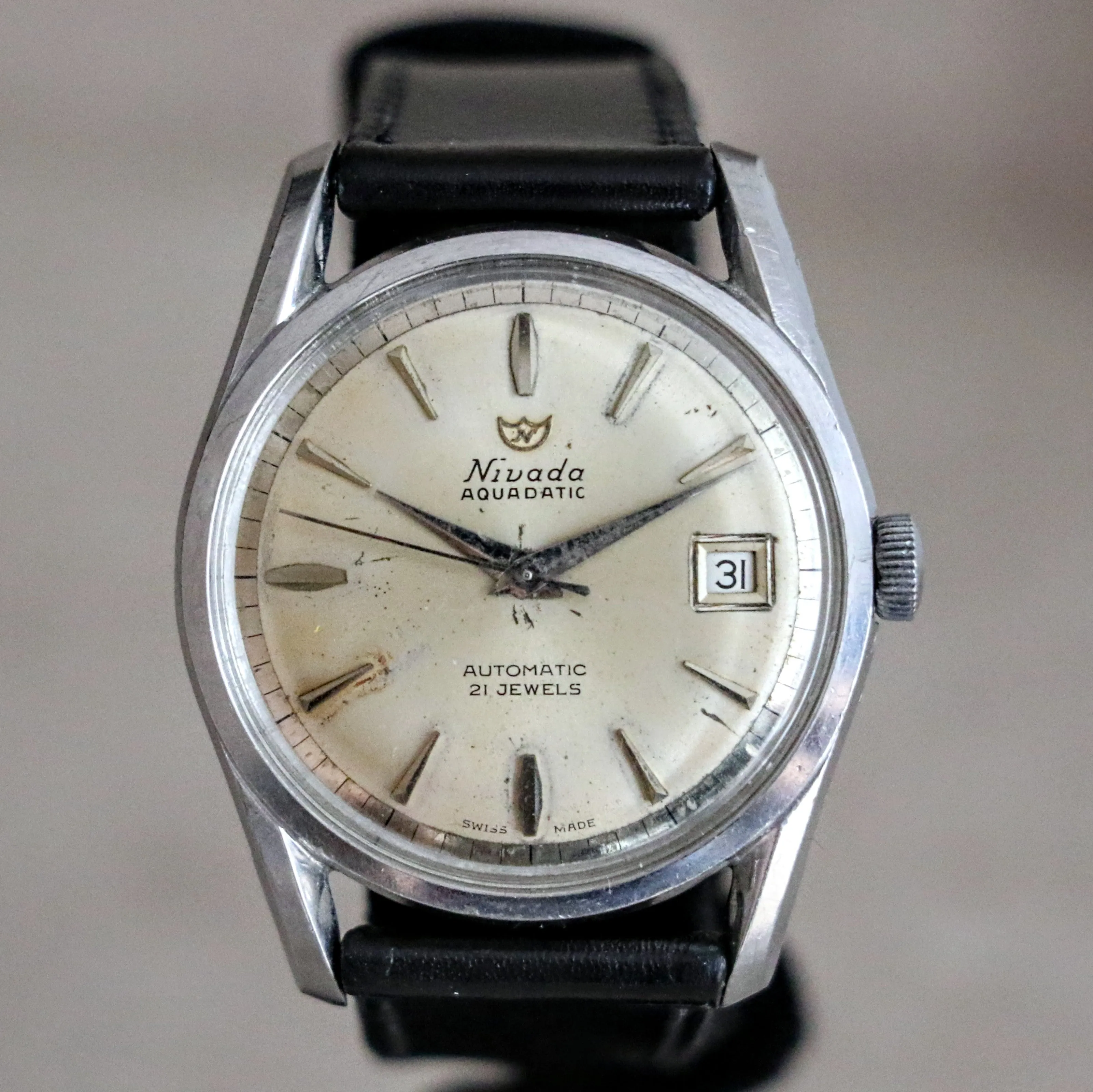 NIVADA Aquadatic Automatic Watch 21 Jewels Cal. ETA 2452 Swiss Made Wristwatch