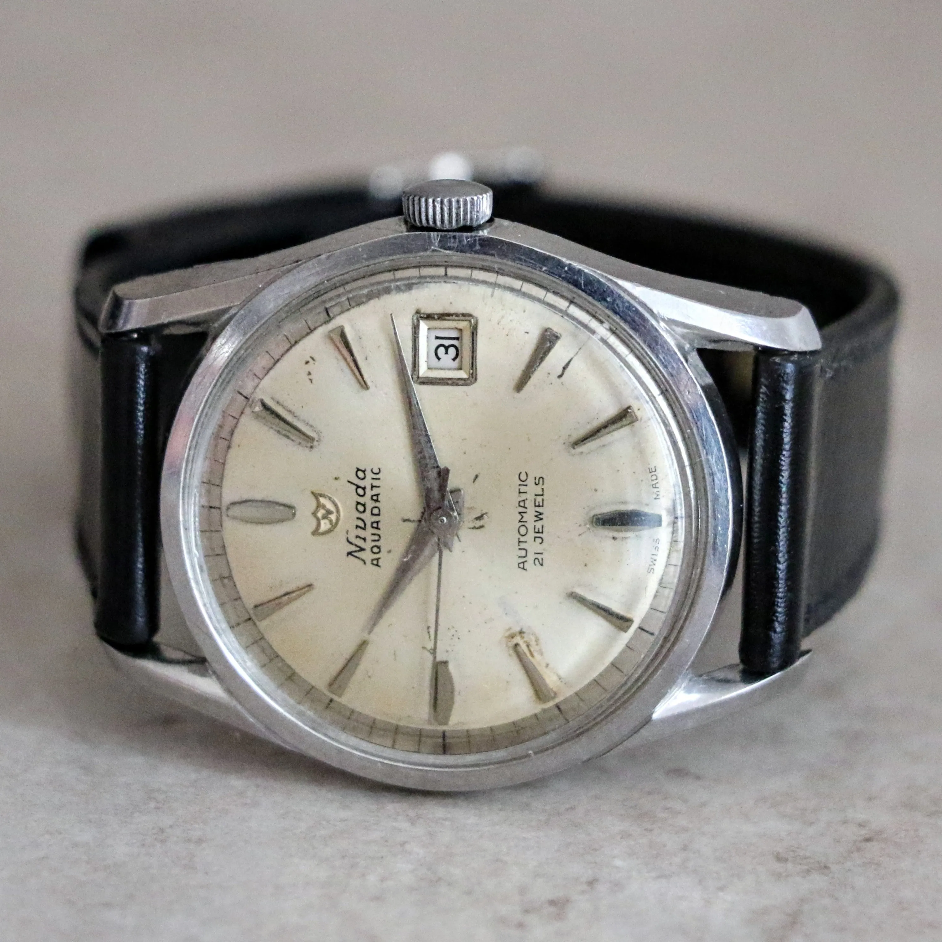 NIVADA Aquadatic Automatic Watch 21 Jewels Cal. ETA 2452 Swiss Made Wristwatch