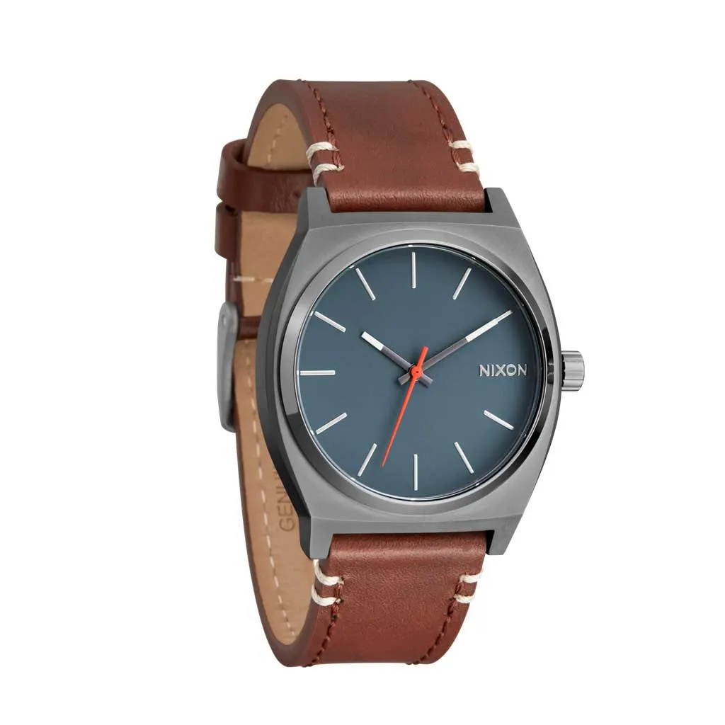 Nixon Time Teller Leather - Lt Gunmetal/Basalt/Sienna