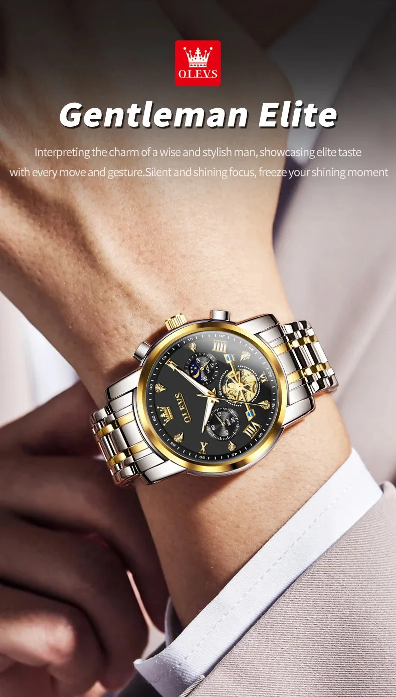 OLEVS Luxury Business Watch for Men - Stainless Steel, Waterproof, High-Quality Multifunction