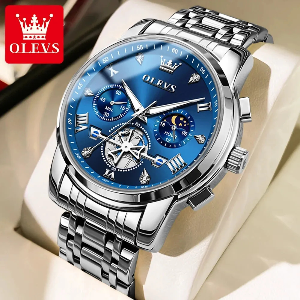 OLEVS Luxury Business Watch for Men - Stainless Steel, Waterproof, High-Quality Multifunction