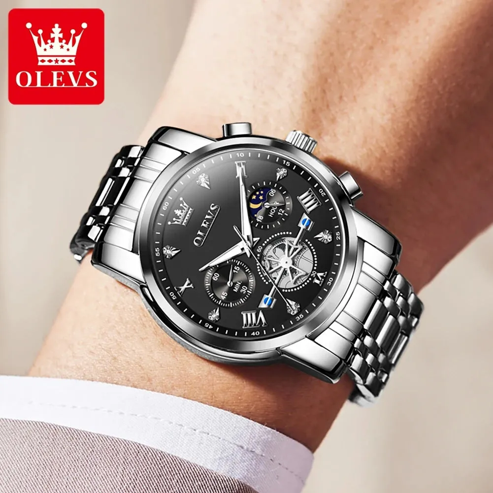 OLEVS Luxury Business Watch for Men - Stainless Steel, Waterproof, High-Quality Multifunction