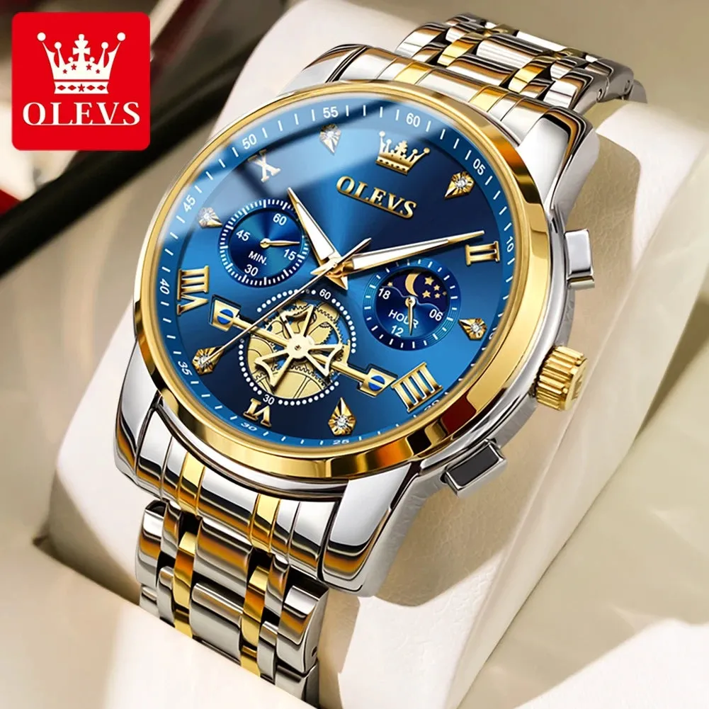 OLEVS Luxury Business Watch for Men - Stainless Steel, Waterproof, High-Quality Multifunction
