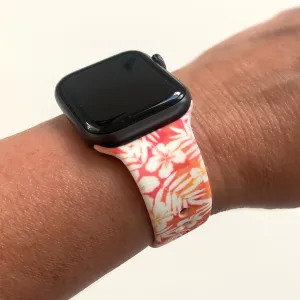 Orange, Red and White Tropical Floral Band for Apple Watches