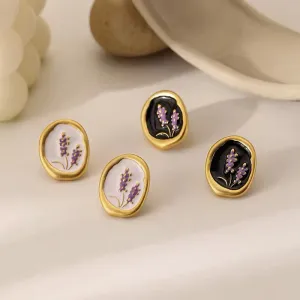 Retro Minimalist French Lavender Flower Earrings