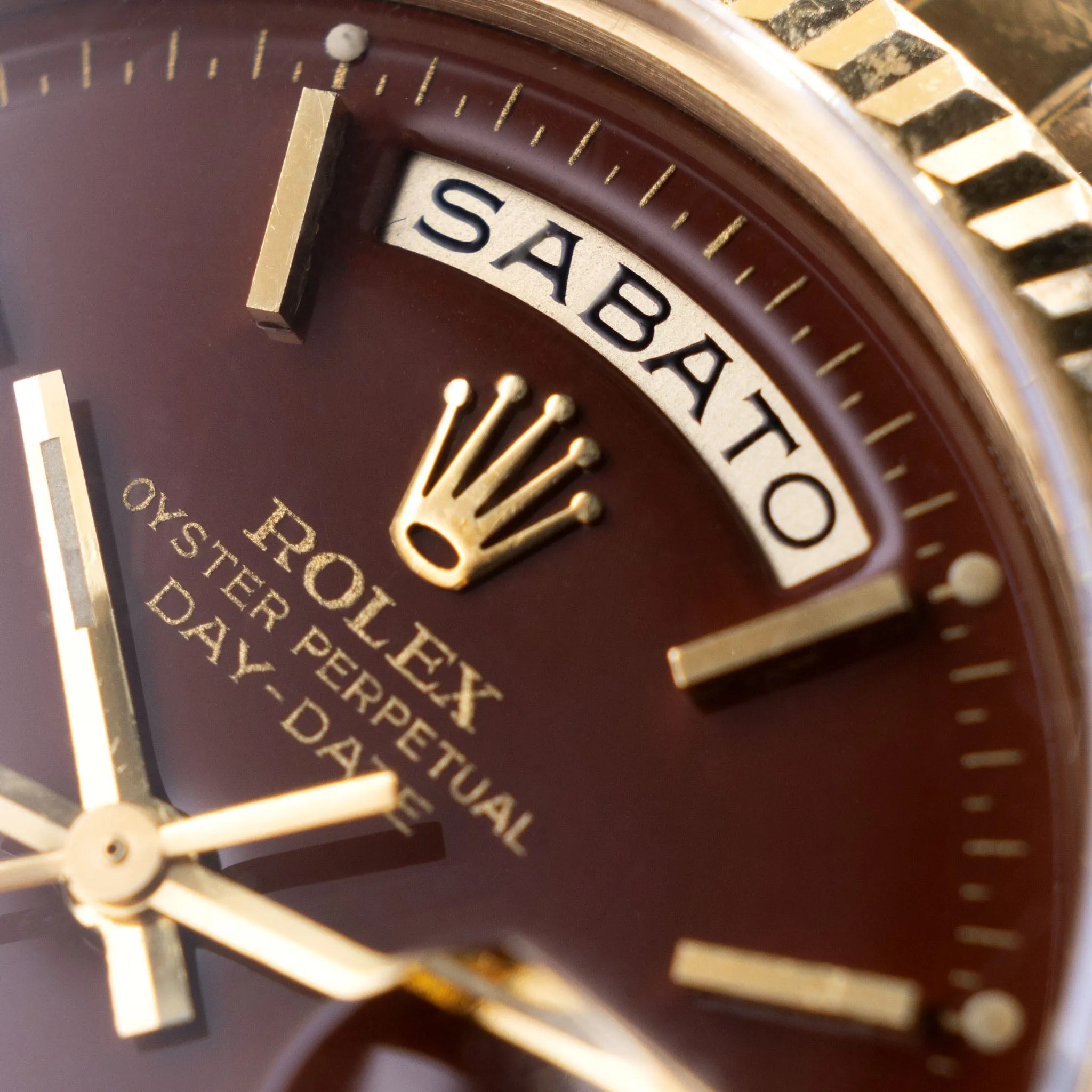 Rolex Day-Date Yellow Gold Oxblood Stella Dial Ref 1803