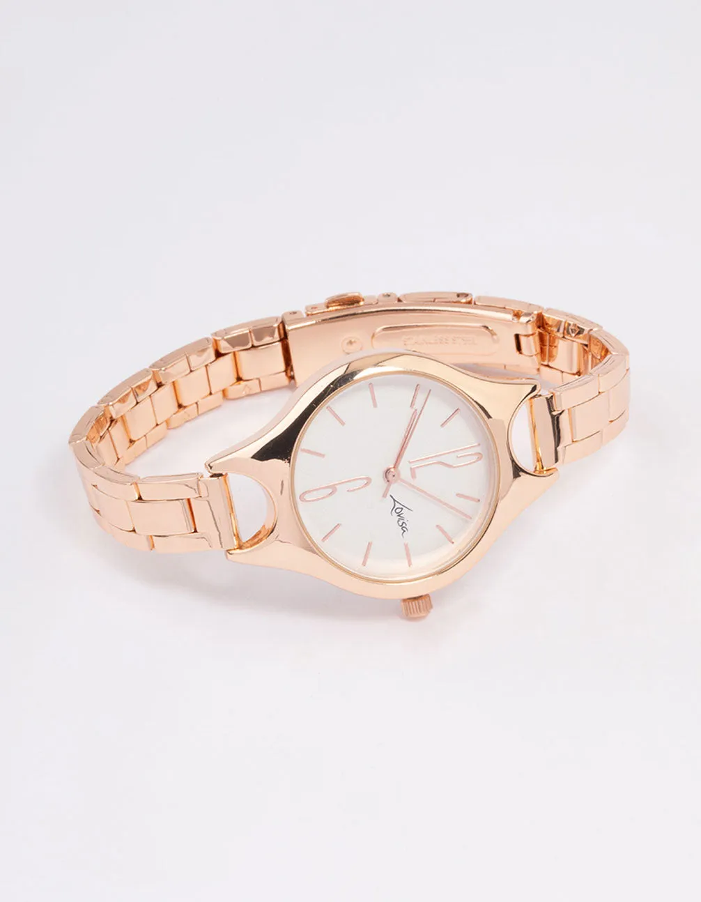 Rose Gold Coloured Slim Arched Watch