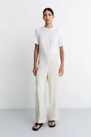 SARAH - VEGAN SILK PALAZZO PANT- IVORY