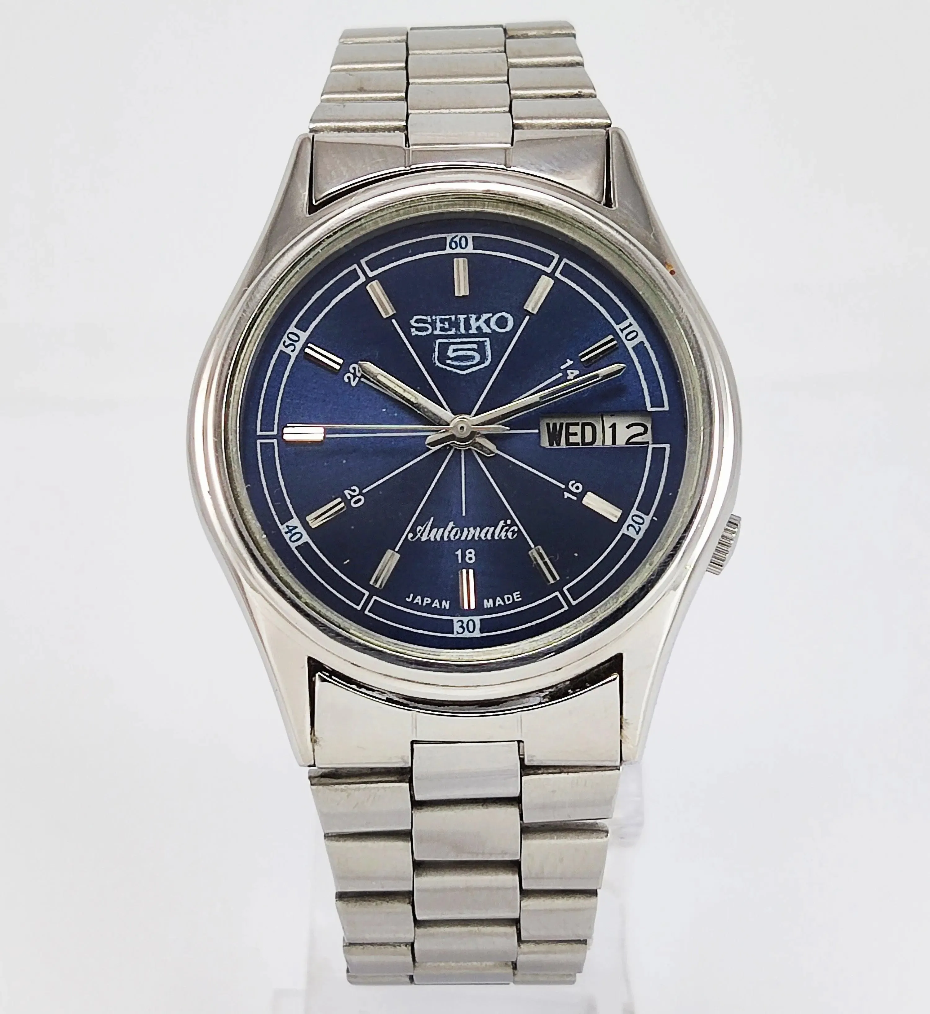 Seiko 5 Automatic-7009A Blue Dial 17 Jewels Day Date Men's Wrist Watch