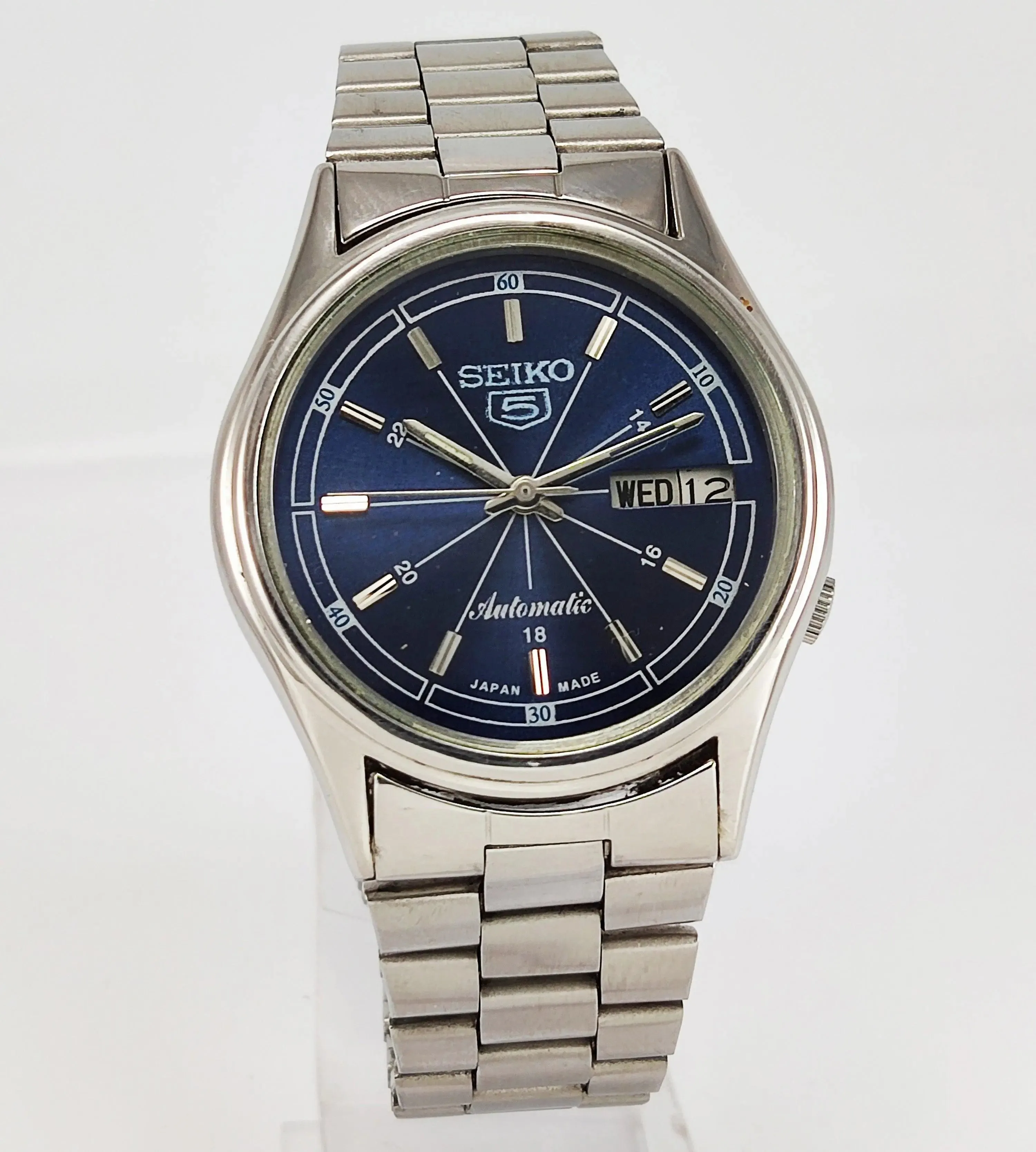 Seiko 5 Automatic-7009A Blue Dial 17 Jewels Day Date Men's Wrist Watch