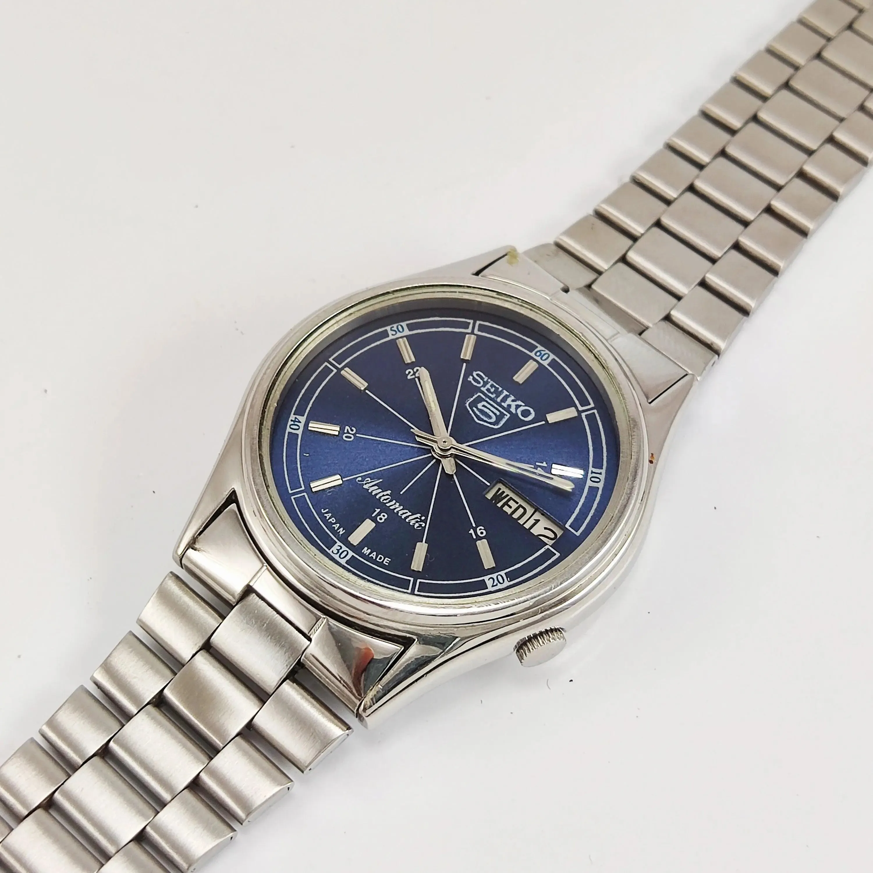 Seiko 5 Automatic-7009A Blue Dial 17 Jewels Day Date Men's Wrist Watch