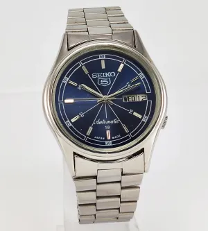 Seiko 5 Automatic-7009A Blue Dial 17 Jewels Day Date Men's Wrist Watch