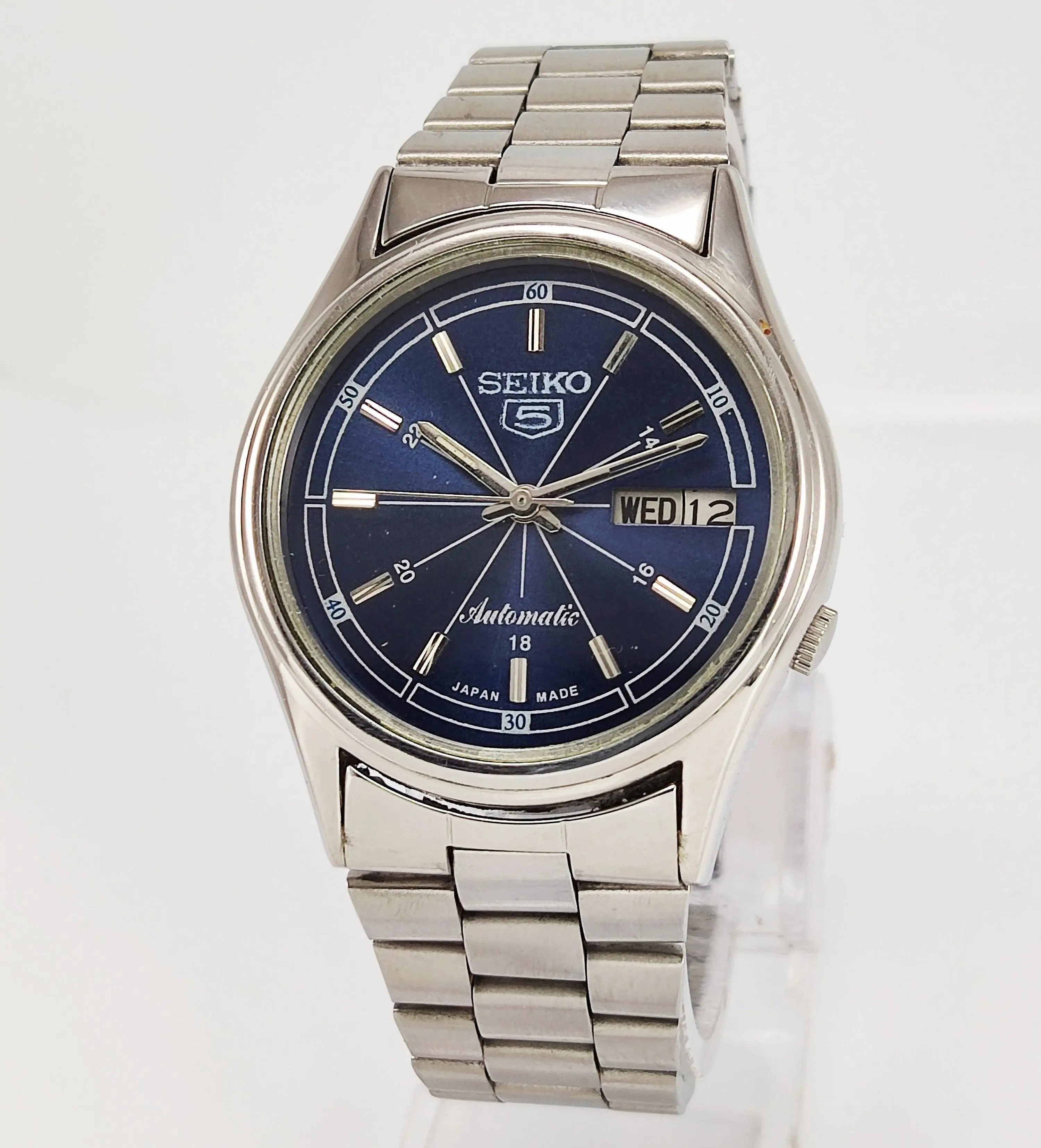 Seiko 5 Automatic-7009A Blue Dial 17 Jewels Day Date Men's Wrist Watch