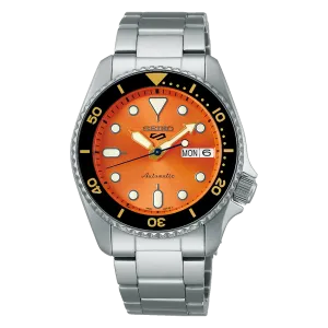 Seiko 5 Sports SRPK35 Automatic 10 ATM Water Resistant 38mm Vibrant orange sunray dial Men's Watch