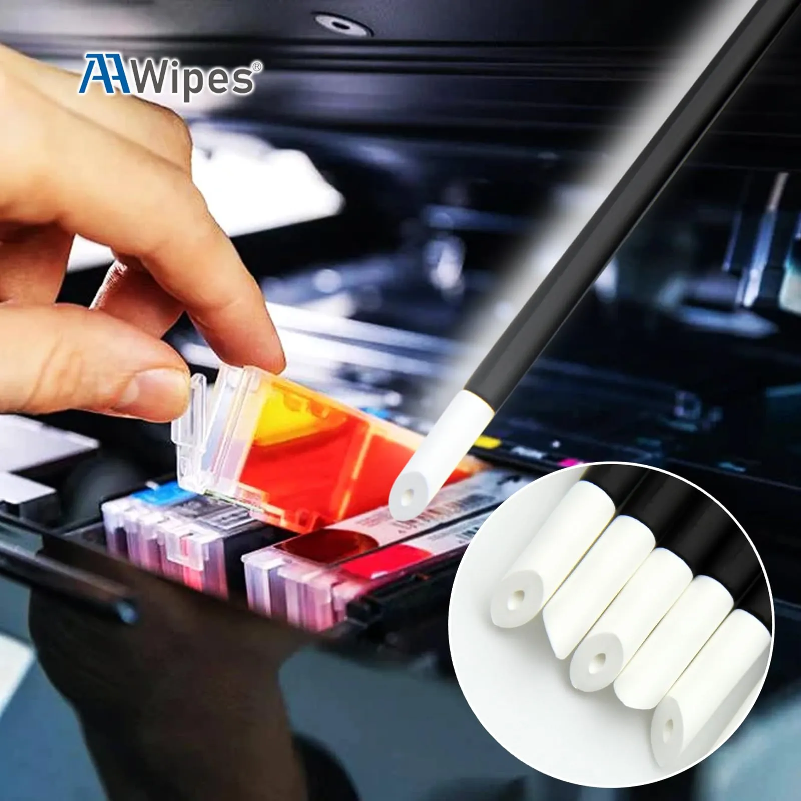 Superfine PrintHead Swabs (100-Pieces, Ultrasoft, Super Porous, Angled PU Tip) for Mimaki, Epson, Brother, HP, Roland, DTG, Wide Format Printers. Suitable for Cleaning Guns, Watches, Clocks (ITS-100)